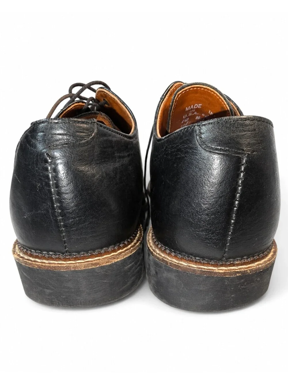 VTG HS Trask Men's Black Bison Leather Gallatin Shoes 10 Medium Black Lace-up